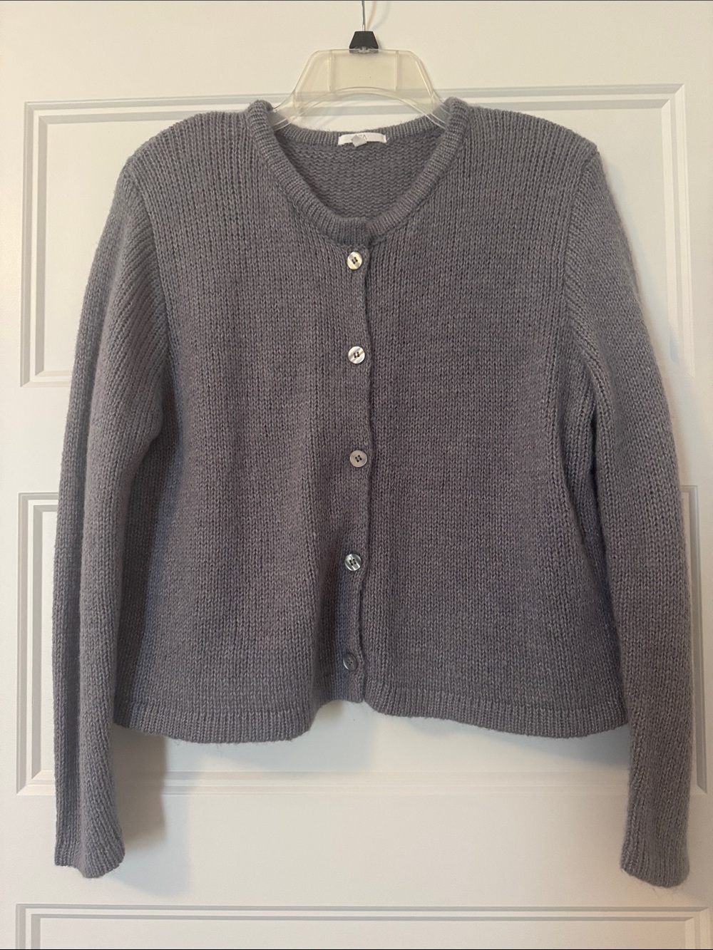 Classic Gray V‑Neck Button Cardigan Sweater